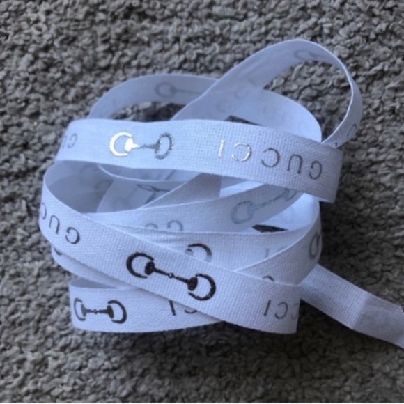 Gucci Accessories - Authentic Gucci Ribbon. White with metallic horsebit motif and Gucci Logo.152cm.